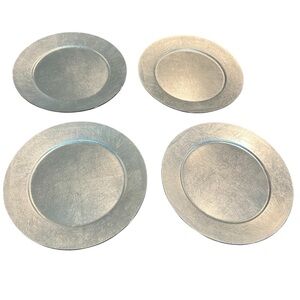 Sasaki Lacquerware by Charles Roberts Silver Charger Plates Set -4